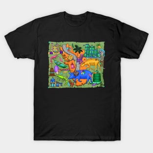 Cute Skeleton - Día De Los Muertos - Goa - Doodle Village Life - T-Shirt